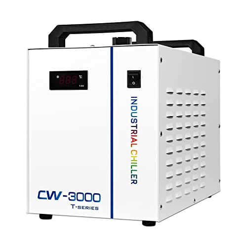 Cloudray 5200 Water Chiller CW-5200DH Laser Water Chiller 6L 0.81HP 3.43gpm Water Cooling System for 60W 70W 80W 90W 100W 120W 130W 150W,CO2 Laser Engraving Cools 5596 Btu/h(Upgraded 5200DG)