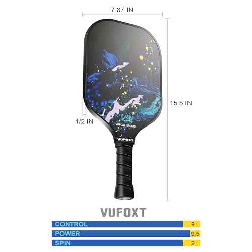 Pickleball Paddles Set of 2, USAPA Approved 99.99% Carbon Fiber Surface Pickleball Sets PP Honeycomb Core Pickleball Rackets, Lightweight Paddles with 4 Balls 1 Bag for Beginners Medium (Blue Waves)