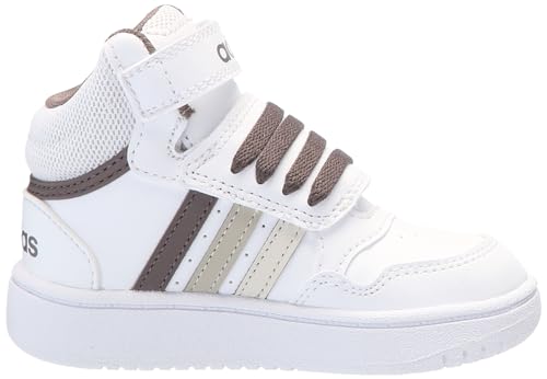 adidas Hoops 3.0 Mid Top Basketball Sneaker, White/Orbit Grey/Putty Grey, 12.5 US Unisex Little Kid