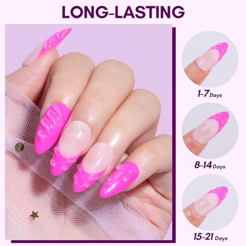 Makartt 3D Nail Foil Glue, 2pcs 8ml Nail Glue Foil Transfer Gel Foil Adhesive Glue for Nail Foil Sheets, Nail Foil Kit for Linear/Shell/Ripple Design Manicure Salon DIY UV Lamp Required