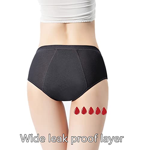 ZVZK Period Underwear Heavy Flow Women Absorbent Leak Proof Panty Girls Pants Menstrual Panties for teens 3 Pack(XS,BLACK)