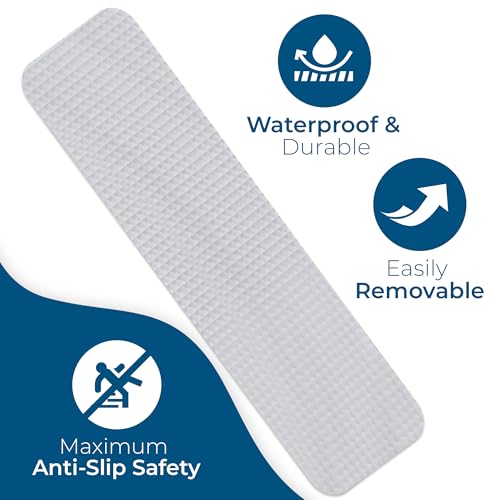 Homergy Rectangle and Curved Line – Anti-Slip Shower Stickers, 48 PCS Clear Adhesive Safety Strips
