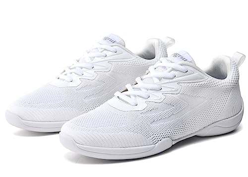 DADAWEN Adult & Youth White Cheerleading Dance Shoes Athletic Training Lightweight Competition Tennis Sneakers Cheer Shoes White US Size 7 M Big Kid