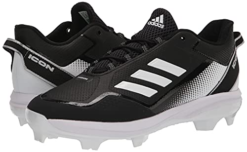 adidas Men's Icon 7 TPU Baseball Shoe, White/Silver Metallic/Black, 13