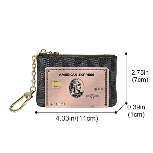 Veki Coin Purse Change Mini Purse Wallet With Key Chain Ring Zipper for Men Women Fashionable Bag Key Chain Pendant Leather Classic Clutch Purse(Black)