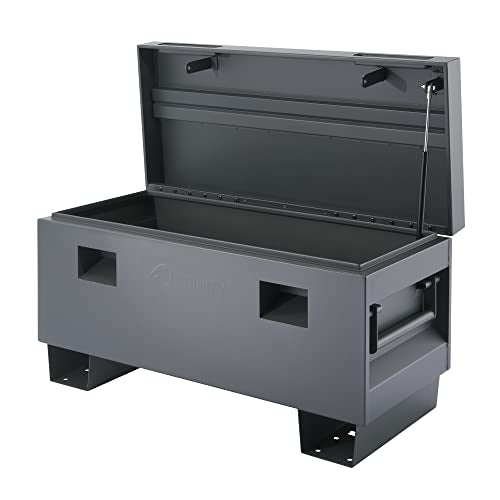 TRINITY Reinforced Steel Job Site Storage Box for Construction, Garages, Power Tools, Powder Coated Finish, 36 Inches, Gray