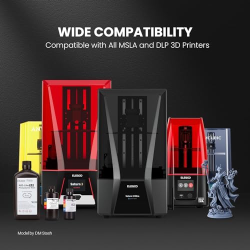 ELEGOO ABS-Like 3D Printer Resin 3.0, 405nm UV-Curing Photopolymer Resin for Mars Saturn Jupiter MSLA DLP LCD 3D Printing with Strength and Toughness, High Precision, Low Viscosity, Yellow 2000g