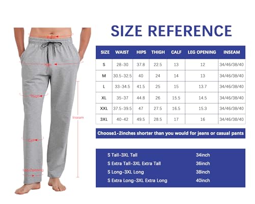 Idtswch 34 Inseam Mens Tall Sweatpants Open Bottom Joggers Casual Loose Fit Athletic Yoga Pants with Pockets Light Gray