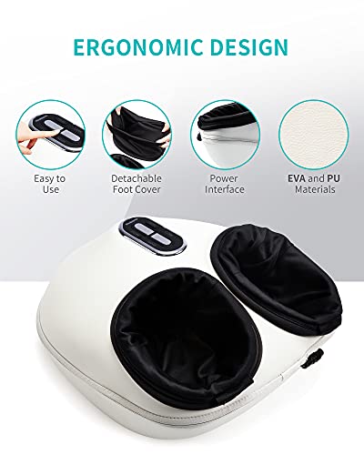 Nekteck Shiatsu Foot Massager Machine with Soothing Heat, Deep Kneading Therapy, Air Compression, Improve Blood Circulation and Foot Wellness,Relax for Home or Office Use(Beige)