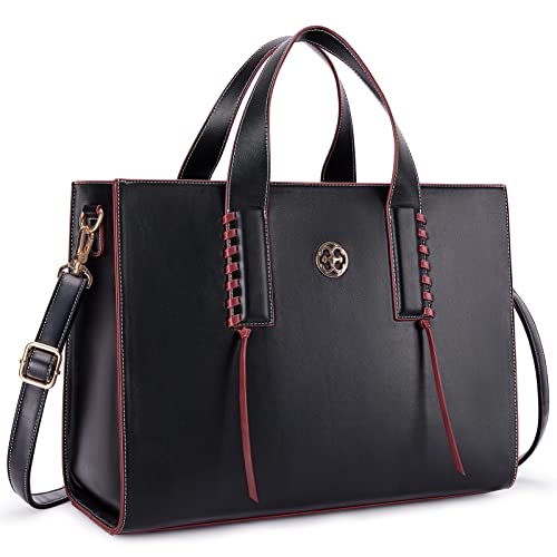 Missnine Laptop Bag for Women - 15.6 inch Large Computer Shoulder Bag PU Leather Work Tote Office Briefcase Handbag