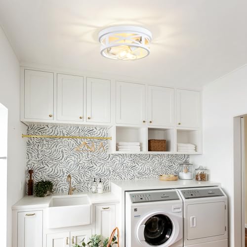 ZHU YAN 2 Pack Flush Mount Ceiling Light,Farmhouse Hallway Lighting Fixtures Ceiling,Industrial Light Fixtures Ceiling Mount for Kitchen,Entryway,Bedroom,E26 Base
