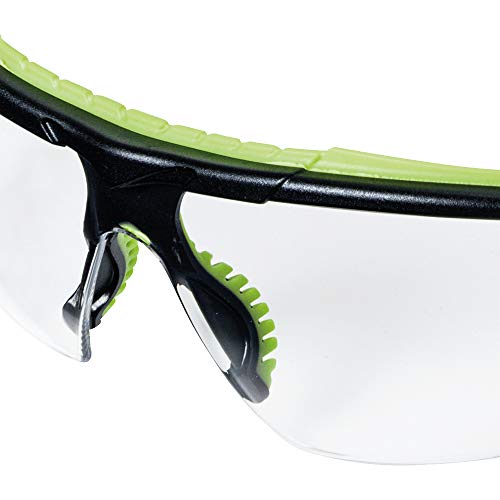 Sellstrom Stylish, Slip-Resistant, Lightweight, Anti-Fog Coating Protective Eyewear Safety Glasses, Clear Lens, Light Frames, Ultra-Thin Co-Molded Temples, Soft Nose Piece (Qty 1), Black/Green, S72000