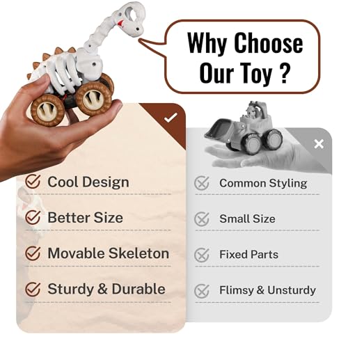 iPlay, iLearn Dinosaur Monster Truck Toy for Toddlers 1-3 2-4, Kids Cool Skeleton Pull Back Dino Car, Large Fossil Brachio Halloween Play Vehicle, Unique Birthday Gift 2 3 4 5 Year Old Boy Girl