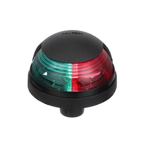 Attwood 5045-7 Bi-Color Combination 1-Mile Sidelights — Deck Mount — for Boats Up to 39.4 Feet, 7-Inch Hard Wire Lead, Black Housing