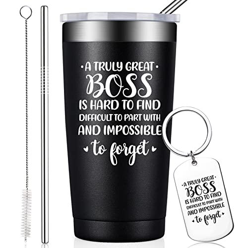 BIRGILT A Truly Great Boss is Hard to Find - Boss Day Gifts - Going Away Gift for Boss - Retirement, Birthday, Christmas Gifts for Worlds Best Boss - 20oz Boss Tumbler