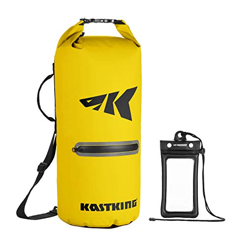 KastKing Cyclone Seal Dry Bag - 100% Waterproof Bag with Phone Case Front Zippered Pocket,Perfect for Beach,Fishing,Kayaking,Boating,Hiking,Camping,Biking,Skiing,Black,10L