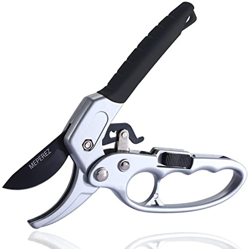 MEPEREZ Labor Saving Peuning shears, Work 3 Times Easier, Arthritis Weak Hand Snips (Red, Modern, 1, ST-4)