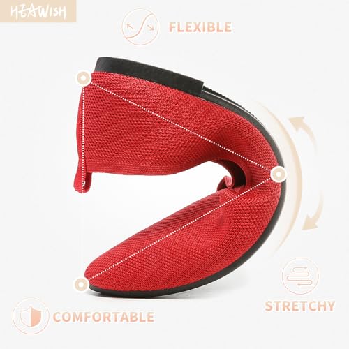 HEAWISH Women’s Flats Shoes Pointed Toe Ballet Flats Dressy Comfortable(Chili red, US6)