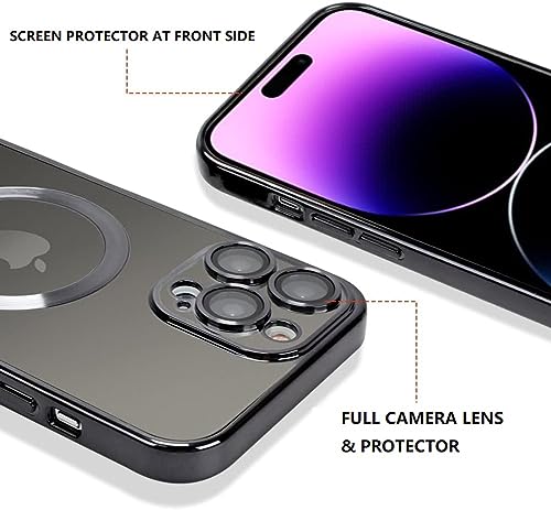 Case for iPhone 15 Pro ONLY,Designed for iPhone 15 Pro Case with Full Lens [Camera & Phone Protector],Designed for Apple 15 Pro Phone Cover (Crystal Black)