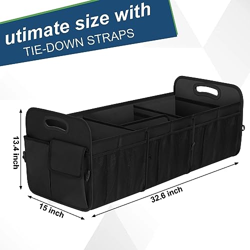 Femuar Large Capacity Trunk Organizer, Waterproof Car Accessory, Non-Slip, Foldable, Suitable for All Vehicles, Black