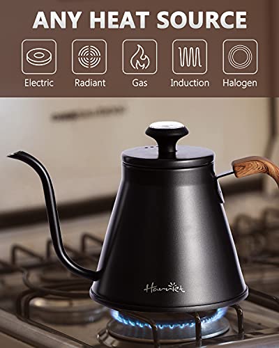 harriet Gooseneck Kettle, 37oz (1.1L) Pour Over Kettle with Built-in Thermometer Coffee Kettle with Anti-Hot Handle, Anti-Rust Stainless Steel with Flow Spout Design For Drip Coffee