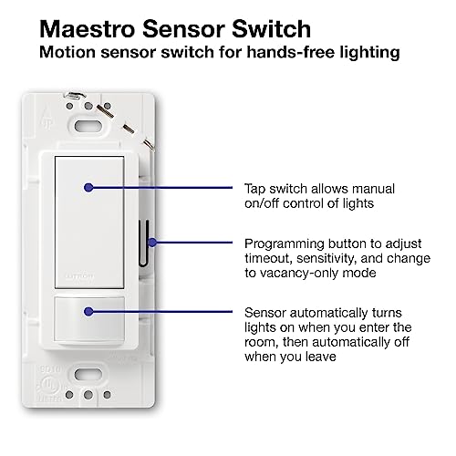 Lutron Maestro Motion Sensor Switch | 2 Amp, Single Pole | MS-OPS2-LA | Light Almond