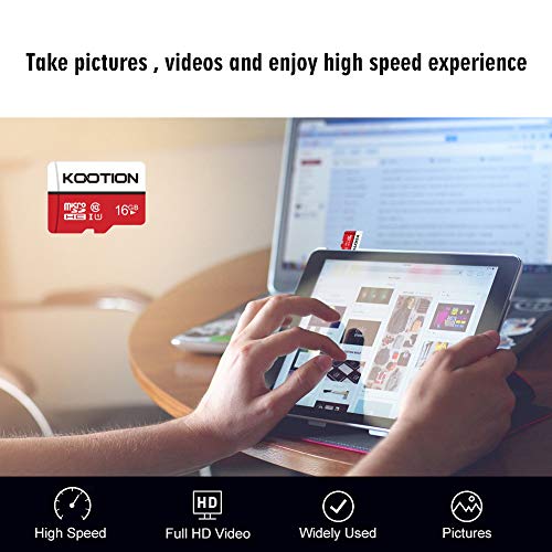 KOOTION 16 GB Micro SD Cards 5-Pack, Class 10 MicroSDHC Flash Memory Card, U1, C10, TF Card with Adapter
