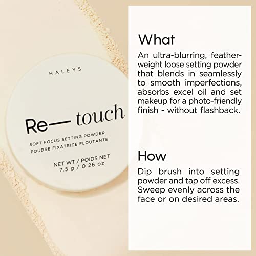 HALEYS Re-touch Setting Powder VEGAN + CRUELTY-FREE, Ultra-Blurring, Lightweight, Non-Caking, Nourishes, Smoothens for Filter-Like Finish, Soft Focus Translucent Loose Powder (Fair Shade)