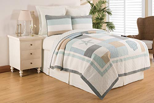C&F Home Driftwood Shores Twin 2 Piece Quilt Set Summer Beach Bedding Ocean Themed Coastal Reversible Machine Washable Lightweight Pieced and Embroidered Bedspread Coverlet Comforter Twin 2 Piece Set