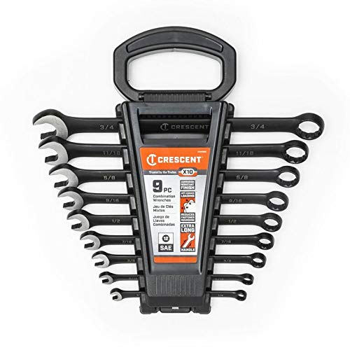 Crescent 9 Piece X10 12 Point Long Pattern Combination SAE Wrench Set - CCWS9BS