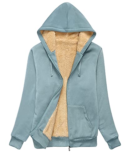 SWISSWELL Hoodies for Women Winter Fleece Sweatshirt - Full Zip Up Thick Sherpa Lined Hooded Jacket Rose Powder Large