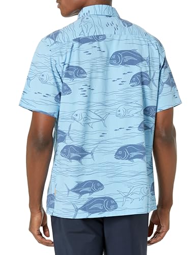 Quiksilver Men's Button Up Woven Top, Ensign Blue Dive Sites 234, Small