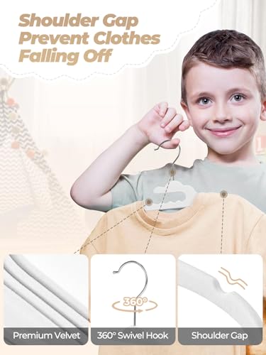 HOUSE DAY Premium Baby Velvet Hangers 20 Pack for Kids, Non Slip Baby Clothes Hangers for Closet, 11 Inch Children's Hanger Space Saving on Baby Organization, Gray