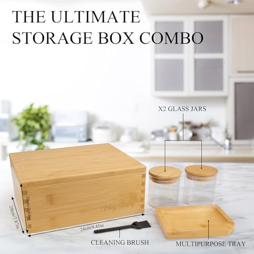 Viking Factory Premium Large Bamboo Box Tray Set Handmade Storage Box-Includes Reversible Tray Home Decorative Box(Bamboo)