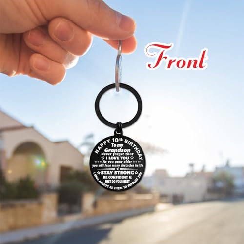 ENGZHI Son 10th Birthday Gifts from Dad, Father to Boys 10 Year Old Birthday Keychain Decorations