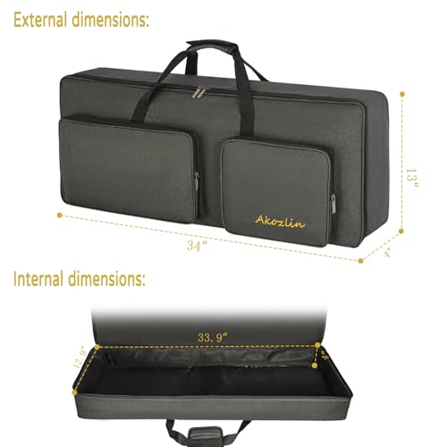 AKOZLIN 49-Key Keyboard Gig Bag 34"×13"×4" Portable Electric Piano Case Foldable Bag For 49-Note Keyboard