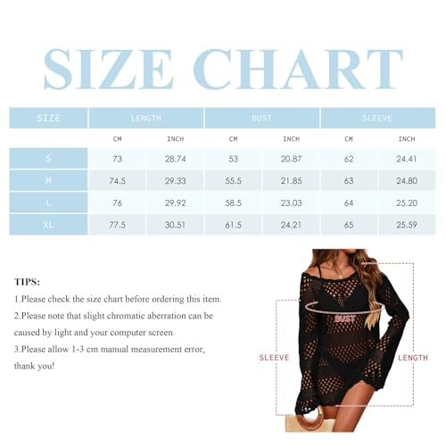 Adisputent Womens Swimsuit Cover Ups Crochet Backless Cover up Dress Plus Size Long Sleeve Bathing suit Swim Beach Coverups Hot S