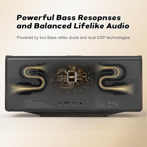 DOSS SoundBox Ultra Bluetooth Speaker with 2.1 Sound Channel Audio, 80W Superior Sound with Deep Bass, Two DSP Technologies, 18H Playtime, Bluetooth 5.3, Wireless Speaker for Home, Office, Room-Black