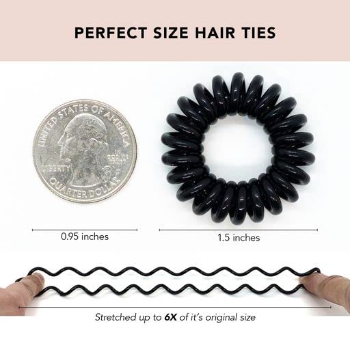 Kitsch Spiral Hair Ties for Women - Coil Hair Ties for Thick Hair, No Crease Hair Tie, Spiral Hair Ties No Damage, Hair Coils & Phone Cord Hair Ties for Thin Hair, Hair Ties Spiral, 4pcs (Transparent)