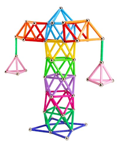 Funifinds 220PCS Magnetic Building Sticks Blocks, Magnet Educational Toys Magnetic Sticks Stacking Toys STEM Set, Non-Toxic Building Toy 3D Puzzle with Storage Bag