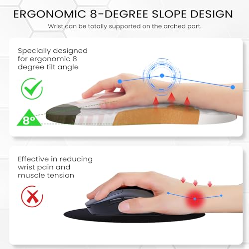 HAOCOO Ergonomic Mouse Pad with Wrist Rest, Carpal Tunnel Mouse Pad with Wrist Support, Wrist Rest for Keyboard and Mouse with Memory Foam, Computer Mouse Pads for Desk, Laptop, White Marble