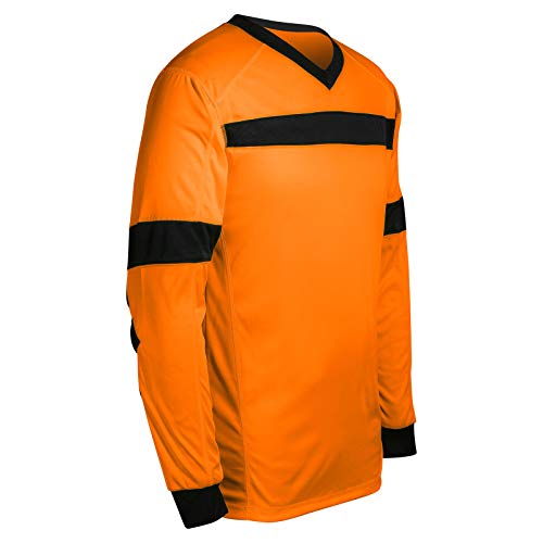 CHAMPRO unisex child - Youth Keeper Soccer Goalie Polyester Jersey, Neon Orange, Black, Medium US