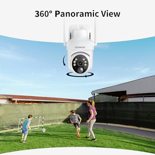 SEHMUA 2K Solar Security Cameras Wireless Outdoor, 2 Pack 360° View Pan/Tilt WiFi Security Camera Outside with Color Night Vision,Easy to Install, PIR Alarm, 2-Way Audio