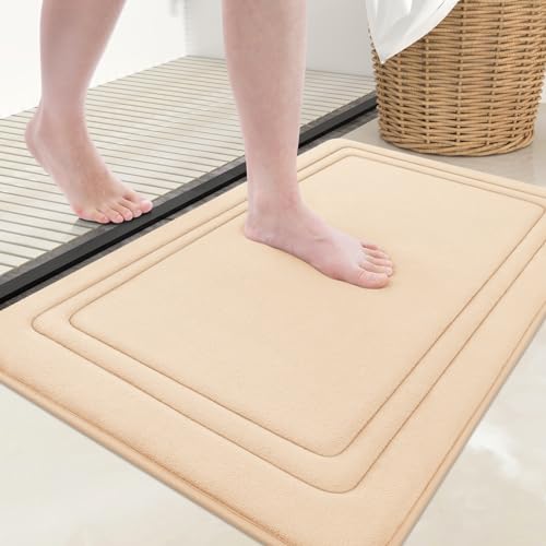 Grandaily Memory Foam Bath Mat Rug 59x24, Ultra Soft, Non-Slip and Absorbent Bathroom Rugs, Machine Wash Dry, Comfortable Bath Rug Carpet for Bathroom Floor, Tub and Shower, Black