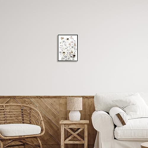 Stupell Industries Soft Cottage Florals Black Framed Giclee Art Design by Incado