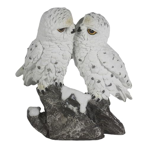 ICE ARMOR 2-PC Gift Set 6" H Snow Owl Kissing Figurine Statue Ornament Home Room Office Decor Ideas for Housewarming, Holidays and Birthdays