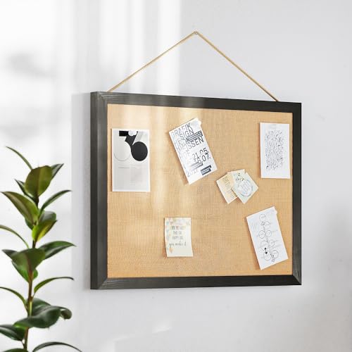 Flash Furniture Rustic Wall Mount Linen Board, for Home, Office, School, Comes with Wood Push Pins, 18" x 24", Black