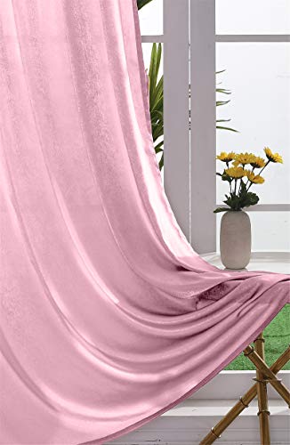 Yancorp Non-See-Through Velvet Opaque Privacy Curtains 2 Panels Drapes for Living Room Bedroom Doorway Divider Semi Sheer Curtain Kithen Window Panels (Baby Pink, W52 X L63)