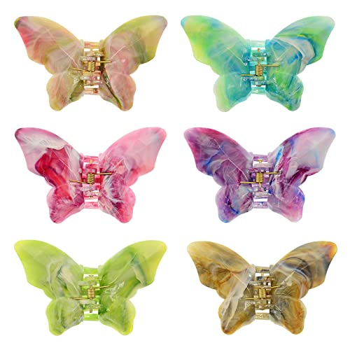 6 Pieces Butterfly Hair Claw Clips Non-slip Hair Jaw Clips Medium Size Hair Clips for Women Girls' Hair Accessories