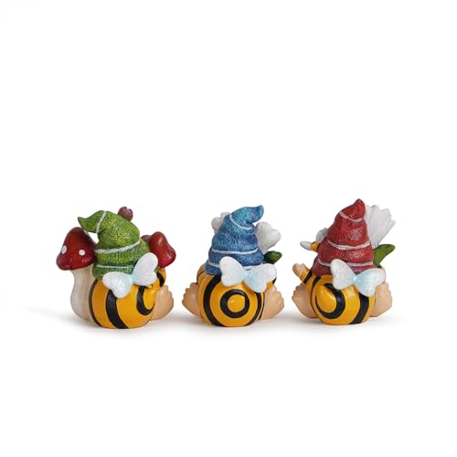 Hodao Spring Gnomes 3 Pcs Honey Bee Gnome Decorations Handmade Elf Dwarf Figurines Home Kitchen Farmhouse Holiday Festival Party Gifts(Multicolor Honey Bee Gnome)